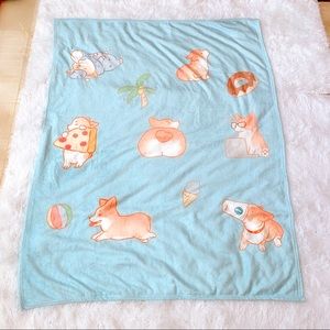 Corgi Fleece blanket - Blue